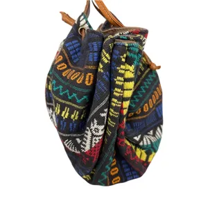 Handmade Guatemala Handcrafted Drawstring Bucket Bag Multi-color One Size thumbnail 2