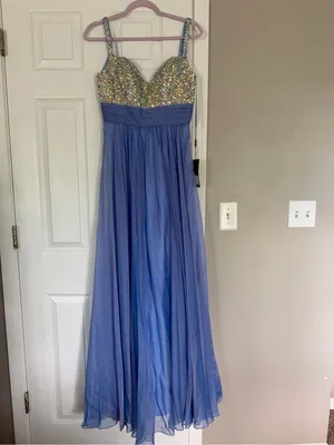 La Femme Periwinkle Blue Rhinestone Maxi Dress Event Prom Wedding Guest NEW thumbnail 8