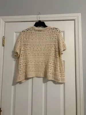Cute cropped cardigan with short sleeves White Size L thumbnail 4