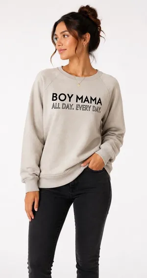 Sheshow Sweater Medium Ivory Bow Mama Graphic Crewneck Cozy Casual‎ thumbnail 1