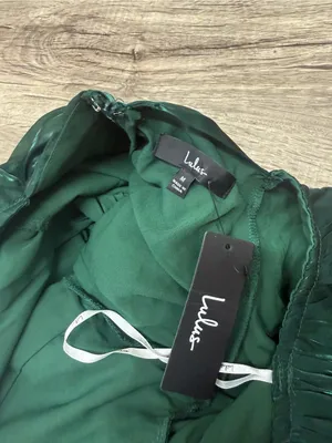 Lulus Remarkable Sensation Emerald Green Puff Sleeve Tiered Midi Dress size m thumbnail 3