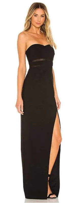 Revolve Likely Vas Gown‎ Slit Sheer Strapless Black Maxi Dress 2 thumbnail 1
