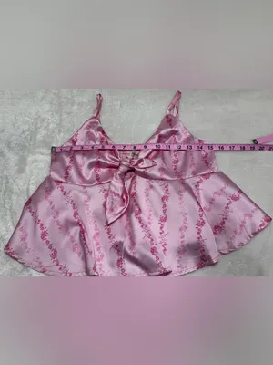 Rareraw Cottagecore Coquette Pink Satin Pajama Set Size Medium thumbnail 13