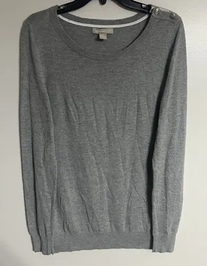 Banana Republic Women's Merino Wool Blend Gray Sweater Button Detail Size XL‎ thumbnail 1