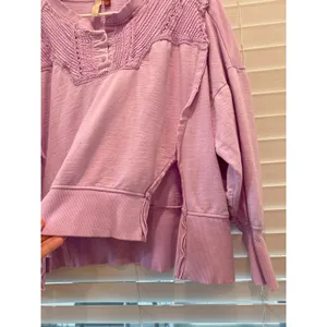 Pilcro Sweatshirt Womens XS Purple Pintuck Henley Pullover Boho OB1705879 thumbnail 3