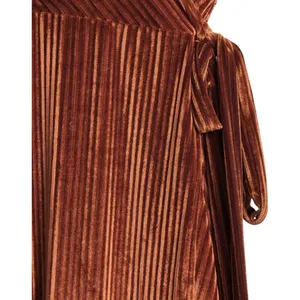 NWT Baltic Born Brown Velvet Wrap Maxi Dress V Neck Tie Waist Womens Size L thumbnail 4