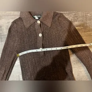 URBAN OUTFITTERS Chocolate Ribbed Henley Top thumbnail 6
