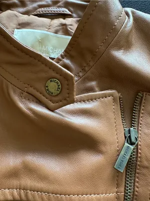 Michael Kors Genuine Leather Moto Jacket – Camel – Women's Size M thumbnail 4