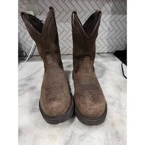 Ariat Groundbreaker Work Boots Men’s 8.5D Brown Steel Toe Pull-On Leather ASTM thumbnail 2