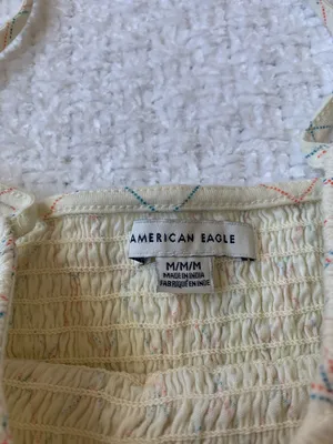 American Eagle Ivory and Multicolored Tank Crop Top Size M Like New thumbnail 3