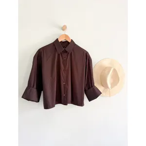 Madewell | NWT Rhinestone Straight-Hem Shirt in Molasses Brown | Sz S thumbnail 2