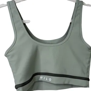 WILO The Label NWOT Sage Green Contrast Piping Ribbed Sports Bra Medium thumbnail 3