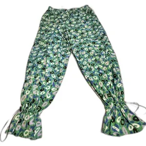 Diane Von Furstenberg Jogger Cargo Pants L Green Harem Bloomer Ankle Tie DVF thumbnail 8