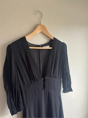 Ginny Black V-Neck Midi Dress thumbnail 7