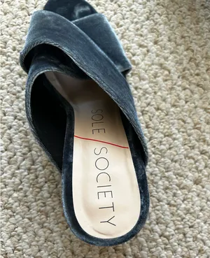 SOLE SOCIETY Luella Cloud Blue Crisscross Mules thumbnail 5