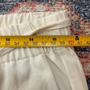 Cream 100% Linen Straight Leg Pants Coastal Summer Trousers Womens Medium thumbnail 6