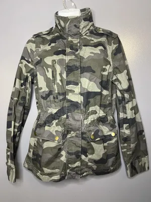 Love Tree Jacket Womens Medium Green Camo Military Zip Pockets Lightweight thumbnail 2