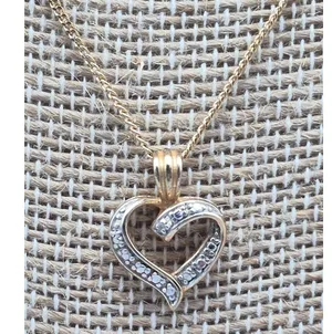 Cute 18" Curb Chain Dainty Two Tone Heart Pendant Necklace Valentine Sweetheart thumbnail 4