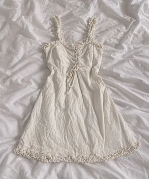 Urban Outfitters White Ruffle Mini Dress Size Small thumbnail 1