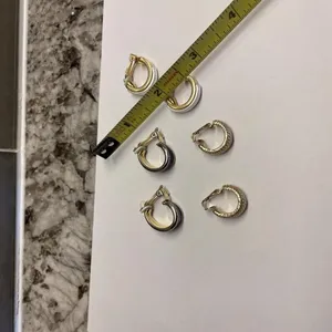 Lot Of 3 Pretty Clip On Clip-on Non Pierced Earrings Hoop - Gold Tone thumbnail 4