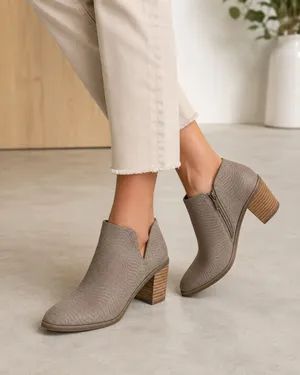 Lucky Brand Taupe Leather D’orsay Ankle Boots Booties Western Style 7.5 Parnesa thumbnail 1