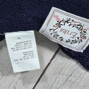 Erika‎ Vintage Navy Blue Embroidered Floral Ribbon Beaded Knit Vest Medium thumbnail 4