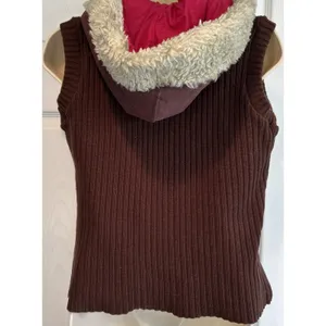 Free People Nordic‎ Southwest Boho Brown Puffer Vest Hooded Embroidered Womens M thumbnail 6