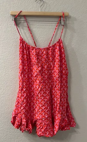 Mele Beach swimsuit cover‎ up. Free size. One size. Pink eyelet with pompoms. thumbnail 1