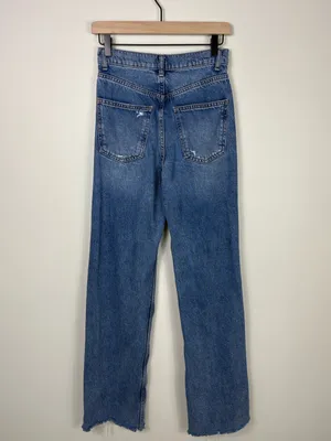 Zara 90s Full Length Jeans Straight Leg Women’s Size 2 High Rise Blue Denim thumbnail 6