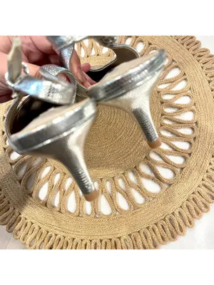 French Connection Quinn Slingback Kitten Heel Size US 9 Silver Metallic thumbnail 8