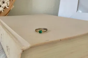 Petite Adjustable Birthstone Fashion Ring “Blessing” Green Emerald Forest Round Jewelry thumbnail 4