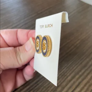 Tory Burch Milgrain Logo Stud Earrings NEW thumbnail 3