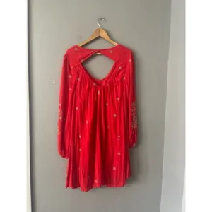 Free People Sweet Tennessee Boho Embroidered‎ Red Festival Dress thumbnail 8