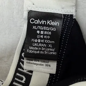 Calvin Klein Black White Logo Triangle Bralette Lightly‎ Lined QF5650 XL NEW thumbnail 3
