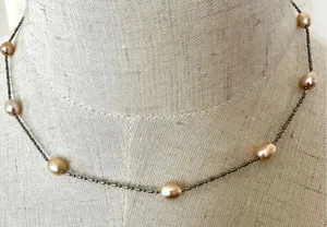 Silver tone pearl dainty choker necklace Silver thumbnail 1