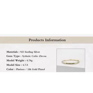 NEW Women's‎ Dainty 14k Gold Plated S925 Black Melee Diamond Ring Size 5.5 thumbnail 14