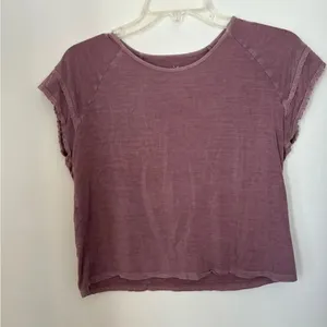American Eagle Soft & Sexy Lace Trim Short Sleeve Tee Top S Purple thumbnail 5