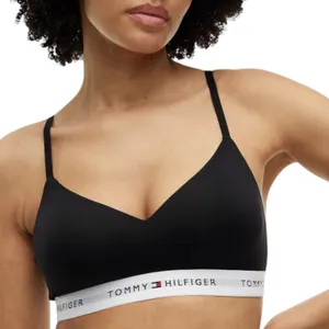 Tommy Hilfiger L Signature Logo Push-Up Bralette Black Wireless Sporty Bra Soft thumbnail 1