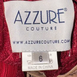 Azzure Couture Burgundy Beaded Lace Open Back Mermaid Evening Gown Dress 6 thumbnail 2