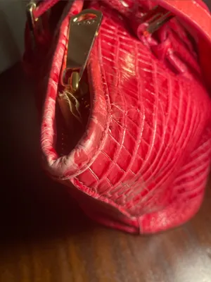 Brahmin red croc-embossed leather tote bag thumbnail 10