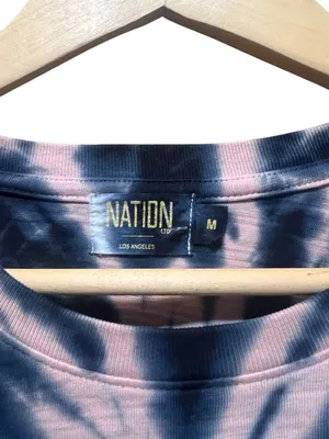 Nation LTD Tie-Dye Snap Shoulder Tee Size Medium | Blue‎ & Pink | Anthropologie thumbnail 6