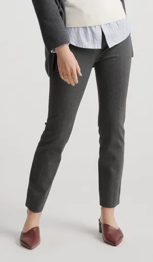 Quince Ultra-Stretch Ponte Pintuck Ankle Pant Small Charcoal Grey Workwear thumbnail 1