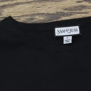 NWT Sam and Jess Womens Short Puff-Sleeve Sweater TA93148041BS Black L thumbnail 8