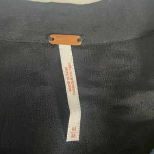 Free People Black & Blue Gold Embroidered Boho Blouse Top thumbnail 7