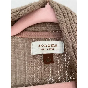 Sonoma Life Style Knit Cardigan Taupe Open Front Cozy Layering Neutral Cozy Soft thumbnail 5