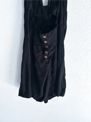 Free People In Her Element Black Halter Mini Dress Linen Blend Small thumbnail 4