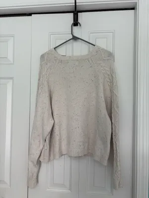 Old Navy White Cable Knit Sweater thumbnail 3