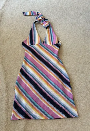 Cotton Candy LA Striped Halter Dress thumbnail 3