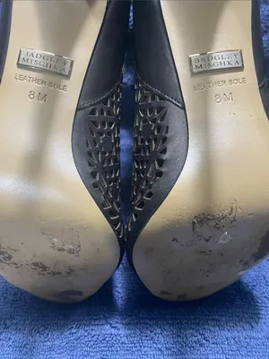 Badgley Mischka “July”Leather Black Laser-Cut Peep-Toe Stiletto Booties thumbnail 4