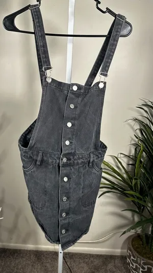 X134. Pacsun Button-Front Black Denim Overall Dress thumbnail 1